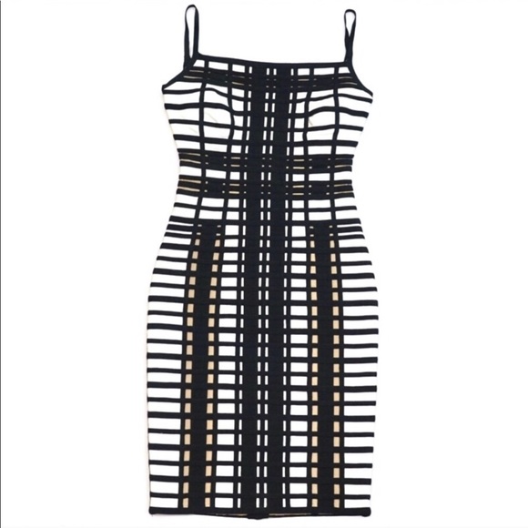 Herve Leger Keeley Geometric Black White Dress - Picture 4 of 8